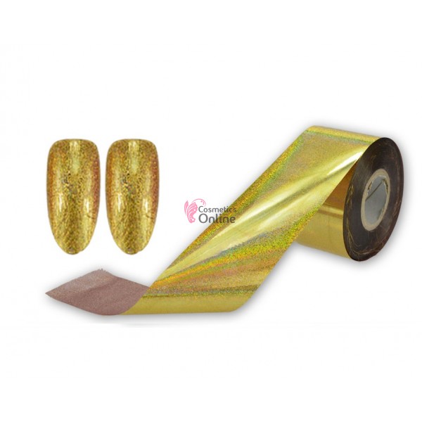 Folii de transfer, folie de unghii cu reflexii holografice Gold F106